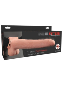 11" Hollow Rechargeable Strap-on with Balls